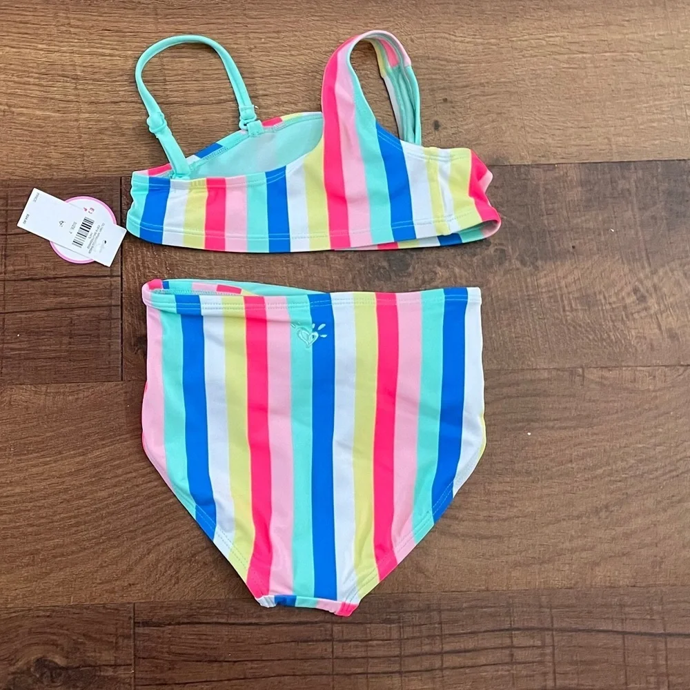 NWT candy stripe bikini justice girls- size 6 two piece